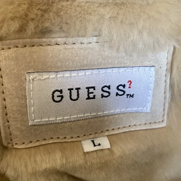 EUC Vintage Guess tan suede jacket 🧥 with plush warm lining Large - Picture 7 of 9
